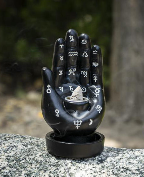 Ebros Gift Wicca Fortune Teller Chirology Palmistry Hand Palm Backflow Incense Burners Set