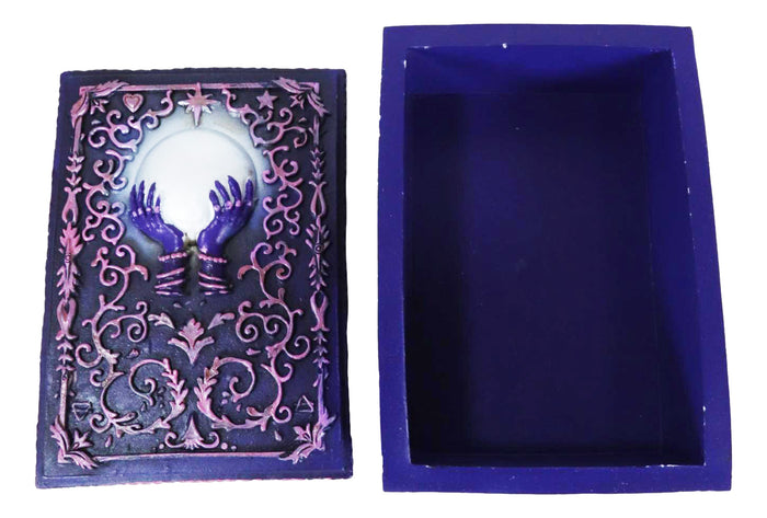 Ebros Gift Wicca Fortune Telling Scrying Crystal Ball With Palms Tarot Cards Decorative Box