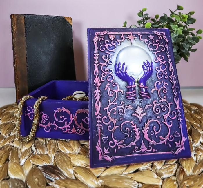 ebros gift Wicca Fortune Telling Scrying Crystal Ball With Palms Tarot Cards Decorative Box