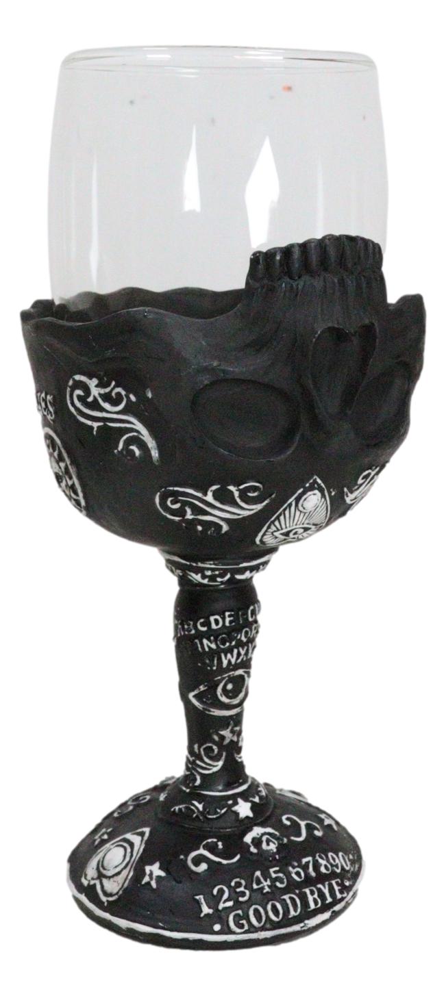 Ebros Gift Wicca Gothic Alchemy Ouija Spirit Board Sigil With Inverted Skull Wine Goblet