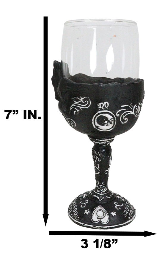 Ebros Gift Wicca Gothic Alchemy Ouija Spirit Board Sigil With Inverted Skull Wine Goblet