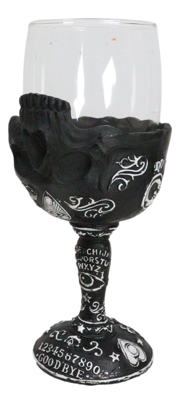 Ebros Gift Wicca Gothic Alchemy Ouija Spirit Board Sigil With Inverted Skull Wine Goblet