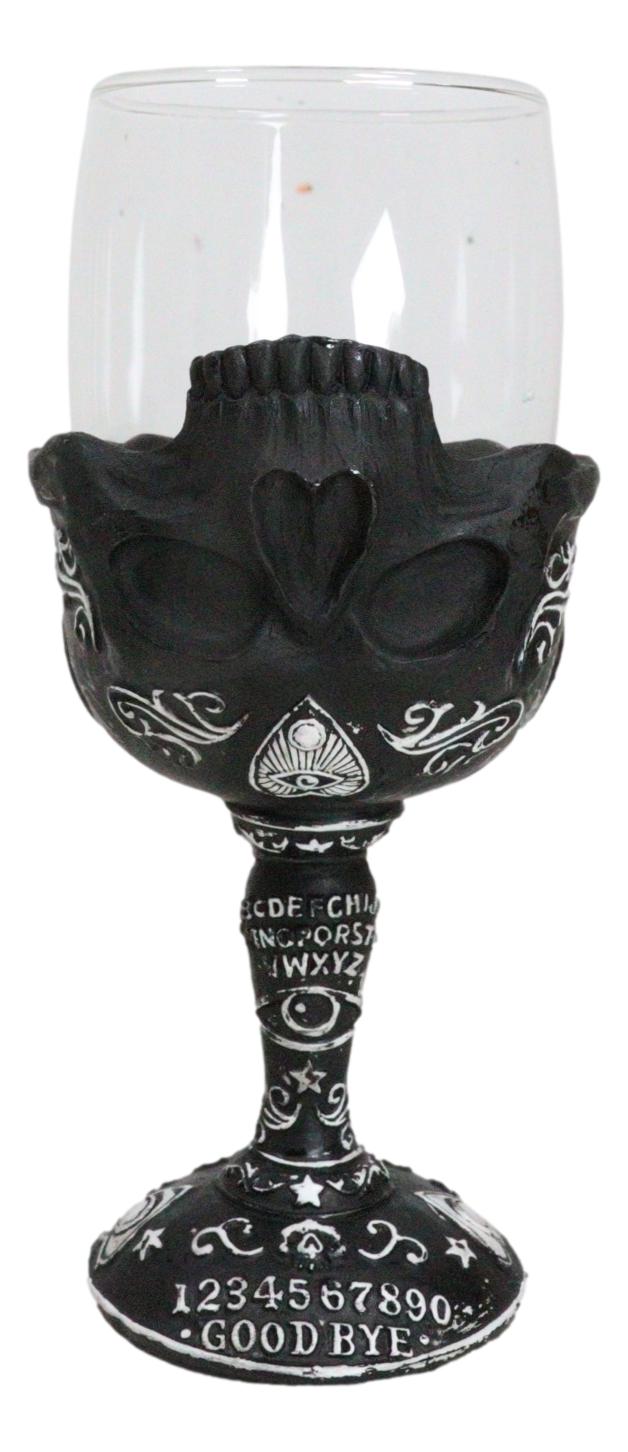 ebros gift Wicca Gothic Alchemy Ouija Spirit Board Sigil With Inverted Skull Wine Goblet
