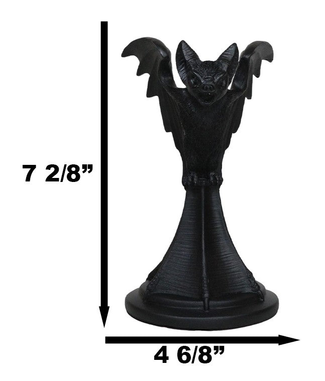 Ebros Gift Wicca Gothic Black Gargoyle Vampire Bat Vespertilio Candlestick Holder Figurine