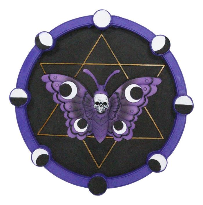 ebros gift Wicca Gothic Morphing Skull Moth Pentagram Star Phases Of The Moon Wall Decor