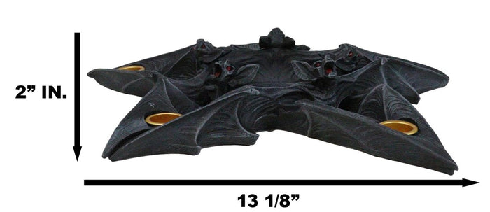 Ebros Gift Wicca Gothic Nosferatu Pentagram Star Bats Taper Chime Candles Holder Figurine