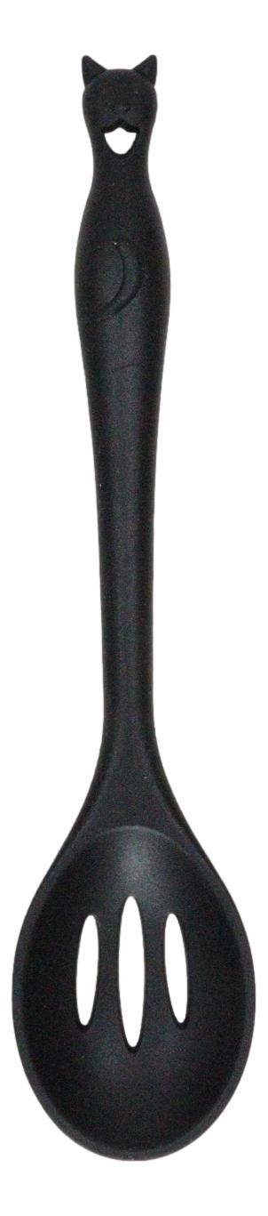 Ebros Gift Wicca Gothic Witch Feline Cat Silicone Cooking Baking Chef Kitchen Slotted Spoon