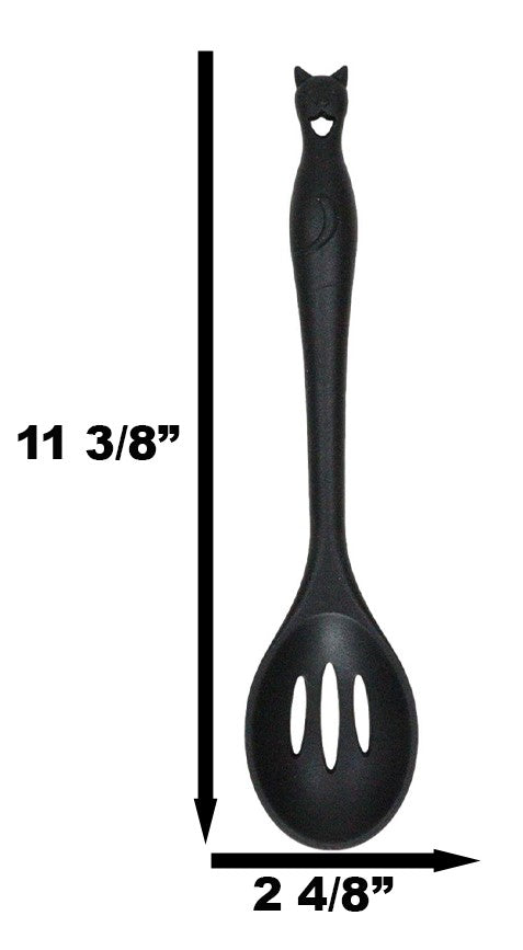 Ebros Gift Wicca Gothic Witch Feline Cat Silicone Cooking Baking Chef Kitchen Slotted Spoon