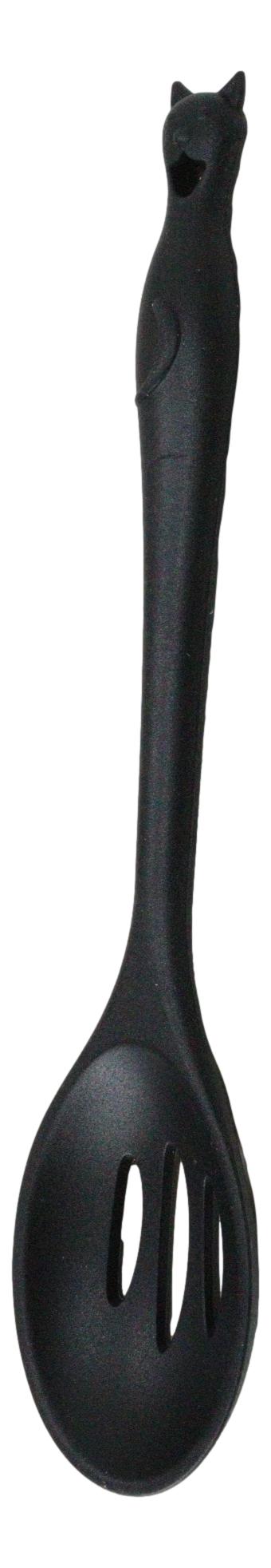 Ebros Gift Wicca Gothic Witch Feline Cat Silicone Cooking Baking Chef Kitchen Slotted Spoon