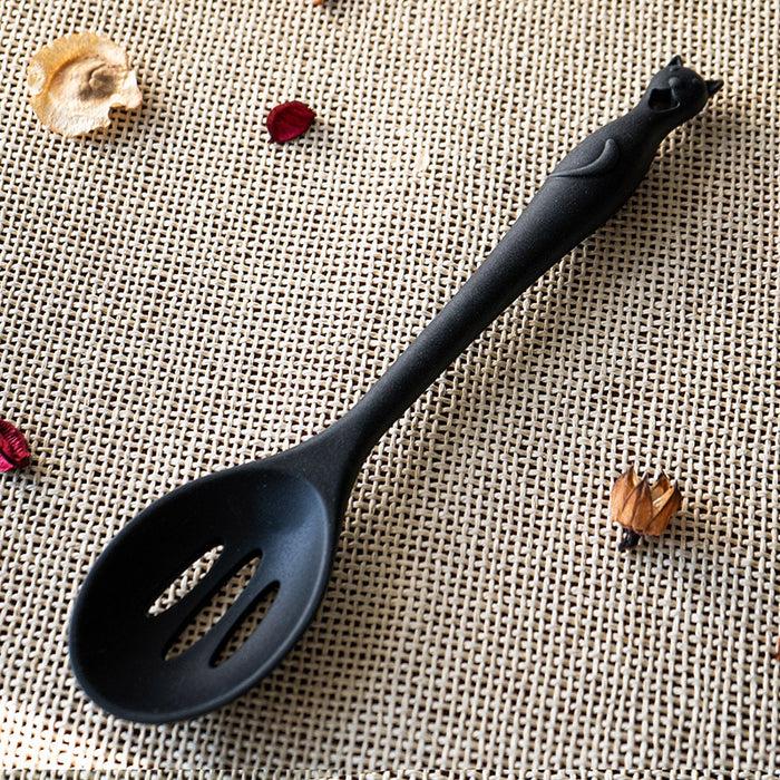 ebros gift Wicca Gothic Witch Feline Cat Silicone Cooking Baking Chef Kitchen Slotted Spoon