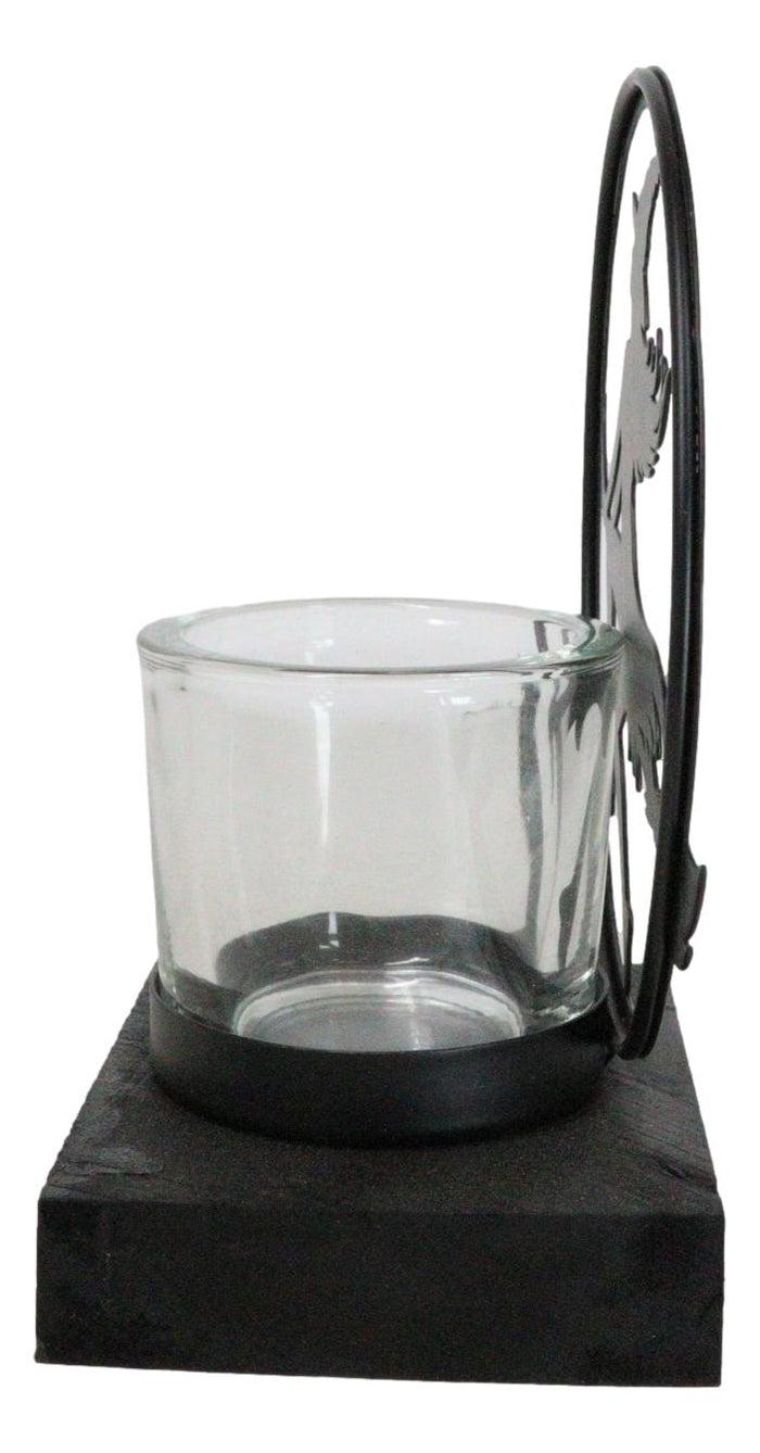 Ebros Gift Wicca Grand High Witch Riding On Broomstick Coated Metal Votive Candle Holder