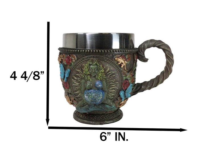 Ebros Gift Wicca Green Mother Earth Goddess Millennial Gaia With Flora And Fauna Teacup Mug