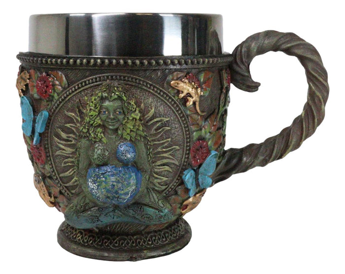 ebros gift Wicca Green Mother Earth Goddess Millennial Gaia With Flora And Fauna Teacup Mug