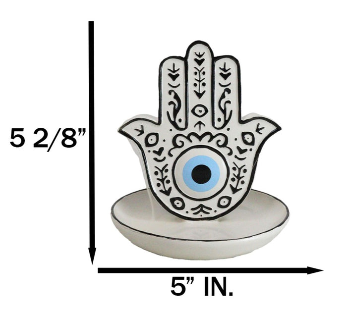 Ebros Gift Wicca Hand Of God Hamsa Palm Evil Eye Ceramic Backflow Incense Holder Figurine