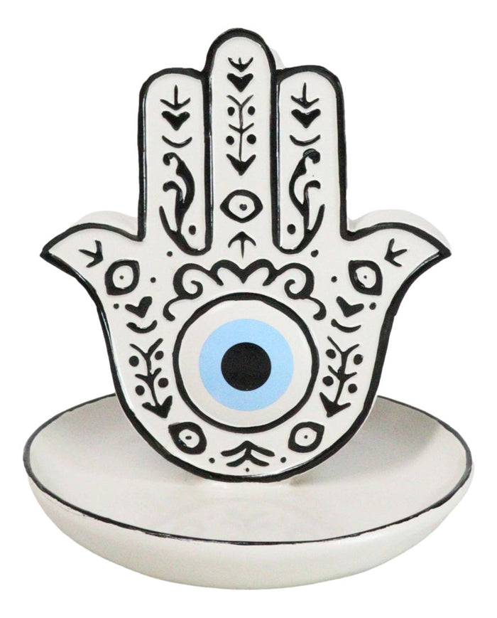 Ebros Gift Wicca Hand Of God Hamsa Palm Evil Eye Ceramic Backflow Incense Holder Figurine