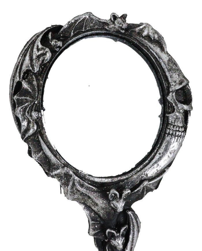 Ebros Gift Wicca Macabre Gothic Vampire Bats Crescent Moon Crater Skull Hand Mirror Decor