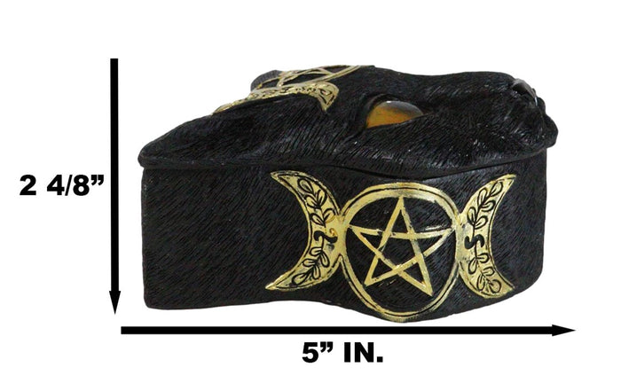 Ebros Gift Wicca Magic Black Cat With Triple Moon Goddess Symbol Decorative Jewelry Box