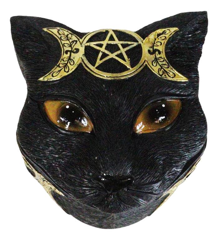 Ebros Gift Wicca Magic Black Cat With Triple Moon Goddess Symbol Decorative Jewelry Box