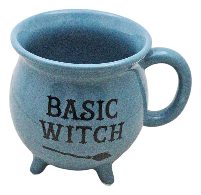 Ebros Gift Wicca Magic Blue Basic Witch Broomstick Cauldron Ceramic Mug With Handle 16oz