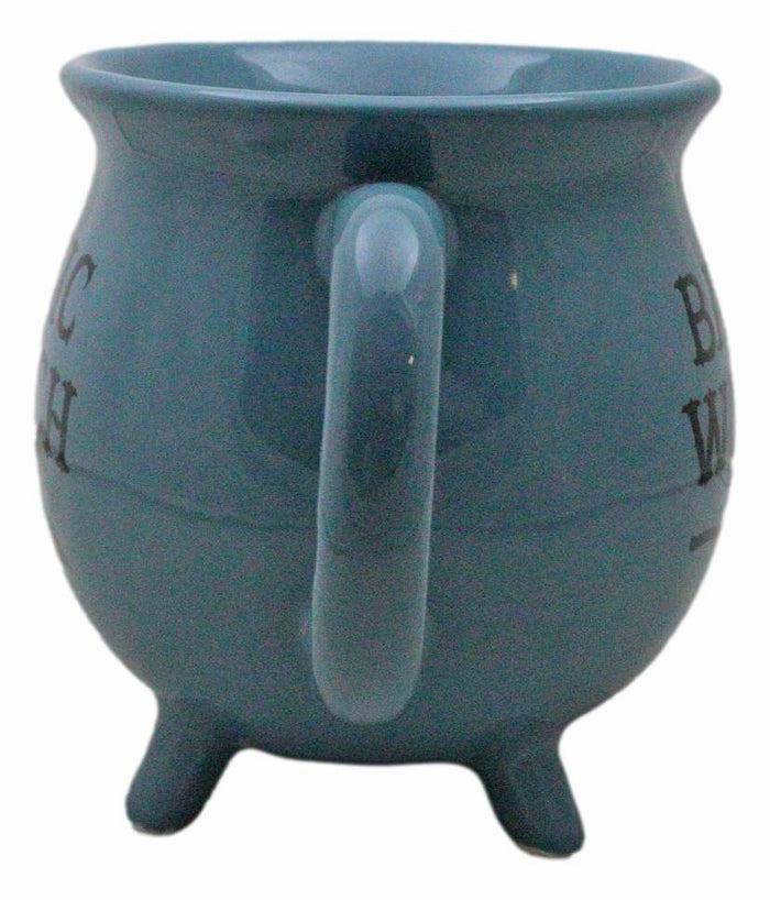 Ebros Gift Wicca Magic Blue Basic Witch Broomstick Cauldron Ceramic Mug With Handle 16oz