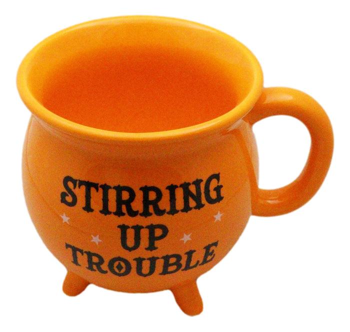 Ebros Gift Wicca Magic Orange Stirring Up Trouble Cauldron Ceramic Mug With Handle 16oz