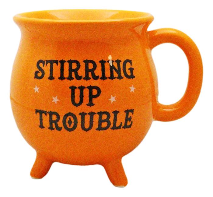 ebros gift Wicca Magic Orange Stirring Up Trouble Cauldron Ceramic Mug With Handle 16oz