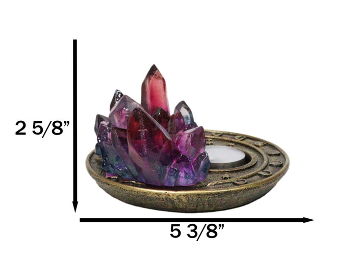 Ebros Gift Wicca Magical Crystals Dish Votive Candleholder With Phases Of The Moon Symbols