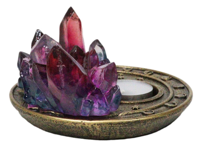 Ebros Gift Wicca Magical Crystals Dish Votive Candleholder With Phases Of The Moon Symbols