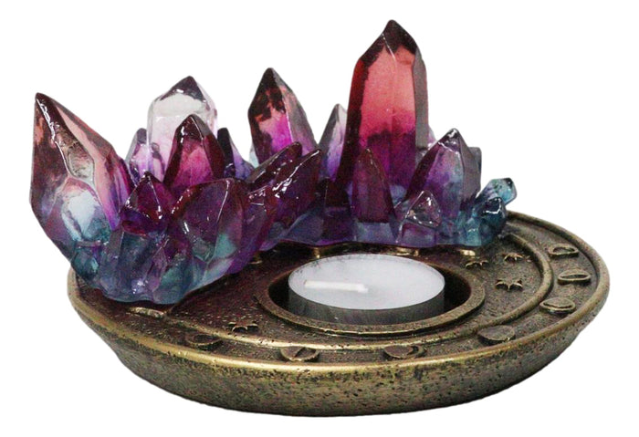 Ebros Gift Wicca Magical Crystals Dish Votive Candleholder With Phases Of The Moon Symbols