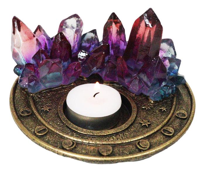 ebros gift Wicca Magical Crystals Dish Votive Candleholder With Phases Of The Moon Symbols