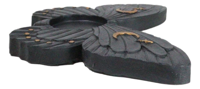 Ebros Gift Wicca Metaphysical Celestial Moons Black Moth Votive Tealight Candle Holder