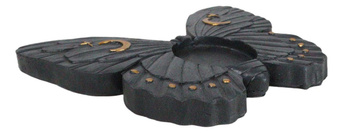 Ebros Gift Wicca Metaphysical Celestial Moons Black Moth Votive Tealight Candle Holder