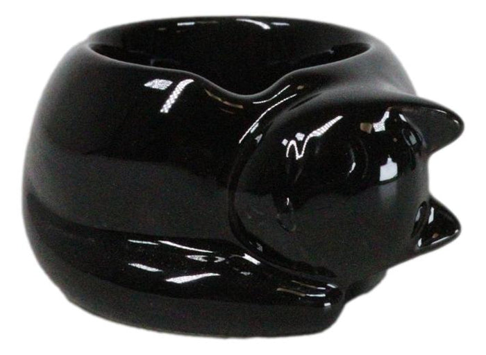 Ebros Gift Wicca Mystic Ceramic Sleeping Black Feline Cat Tea Light Votive Candleholder