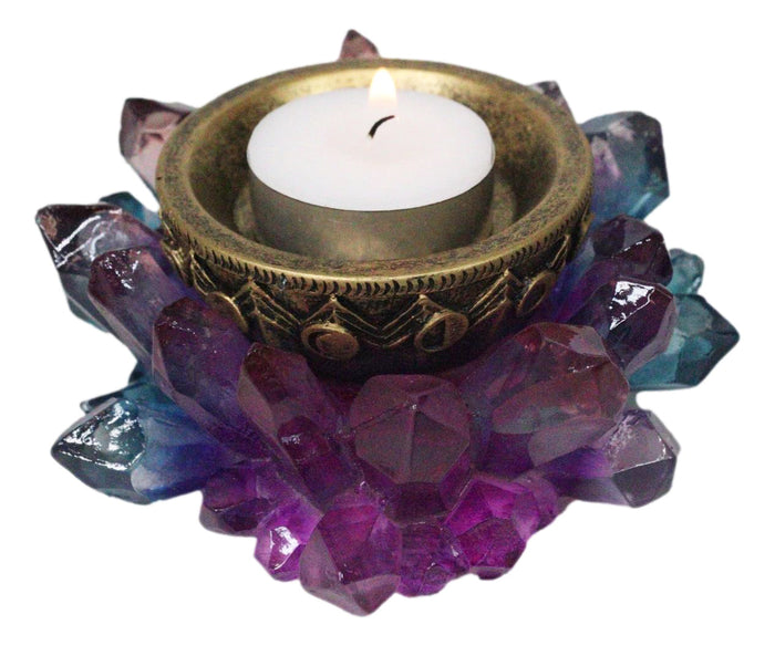 ebros gift Wicca Mystic Crystals Phases Of The Moon Lotus Flower Dish Votive Candleholder