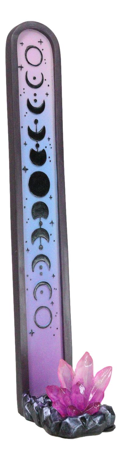 Ebros Gift Wicca Mystic Moon Phase With Purple Crystal Incense Holder Tower Figurine