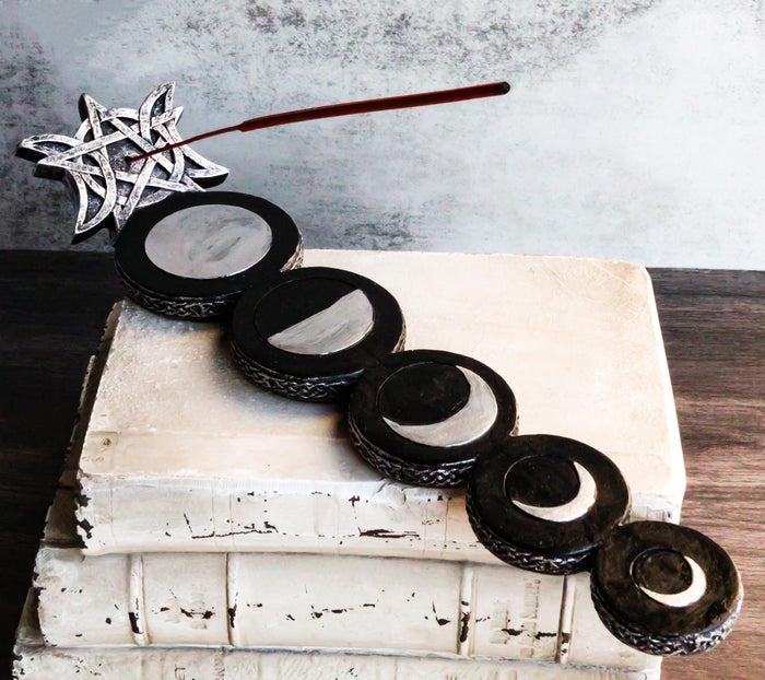 ebros gift Wicca Mystic Triple Moon Phases Sacred Goddesses Incense Stick Holder Burner