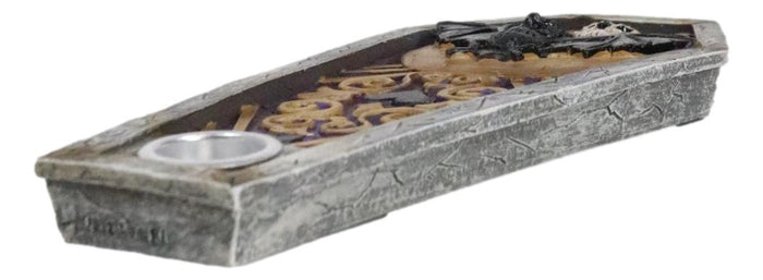 Ebros Gift Wicca Mystical Black Bat Skull Full Moon Vampire Coffin Incense Burner Figurine
