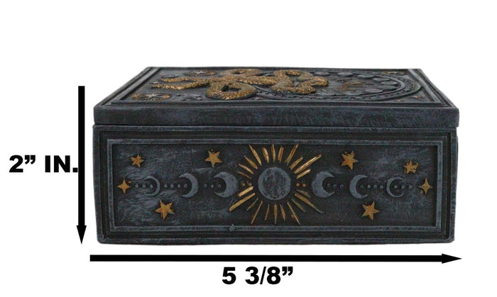 Ebros Gift Wicca Occult Phases Of The Moon Celestial Astrology 2 Serpent Snakes Trinket Box