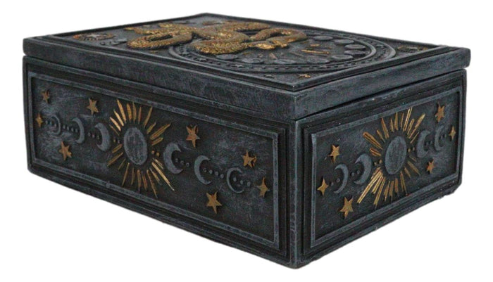 Ebros Gift Wicca Occult Phases Of The Moon Celestial Astrology 2 Serpent Snakes Trinket Box