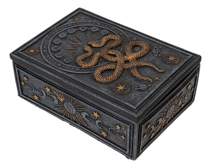ebros gift Wicca Occult Phases Of The Moon Celestial Astrology 2 Serpent Snakes Trinket Box