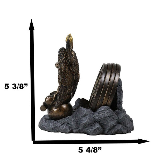 Ebros Gift Wicca Occult Sabbatic Goat Baphomet Sitting On Globe Round Coaster Figurine Set