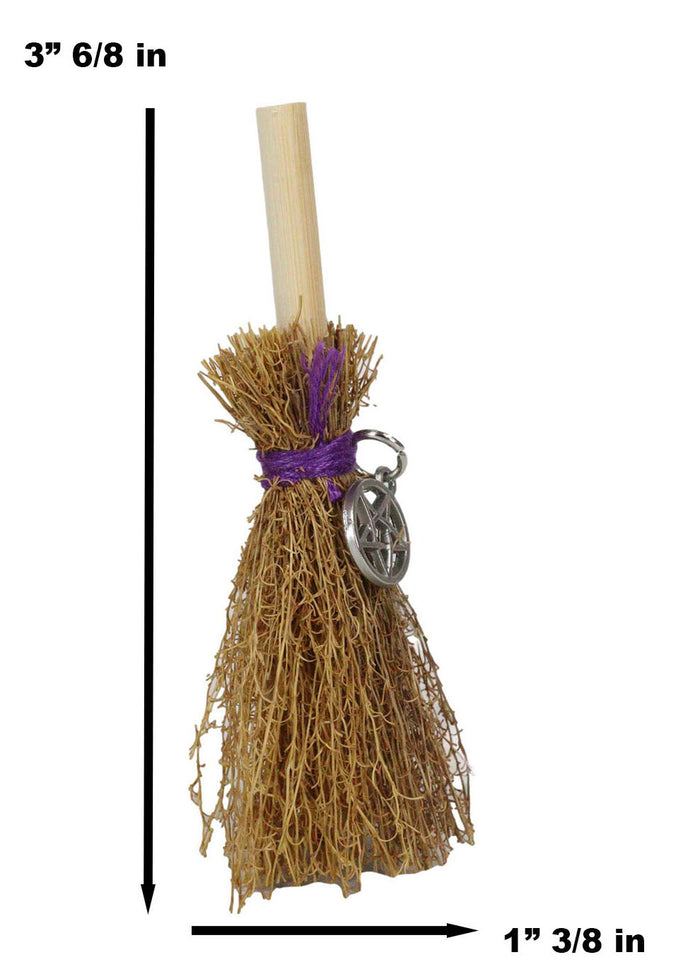 Ebros Gift Wicca Occult Witch Broom Magick Broomstick With Pentagram Pendant Lucky Charm