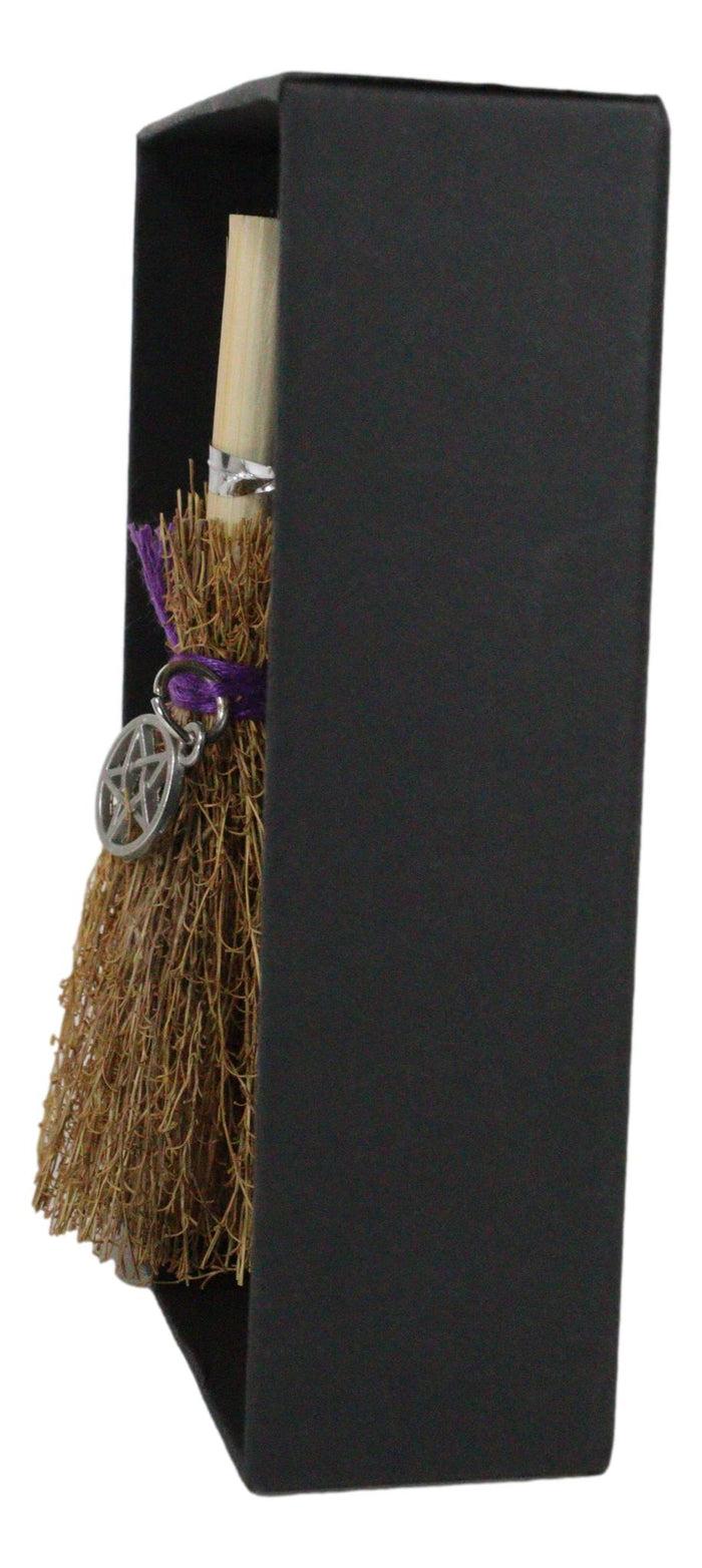 Ebros Gift Wicca Occult Witch Broom Magick Broomstick With Pentagram Pendant Lucky Charm