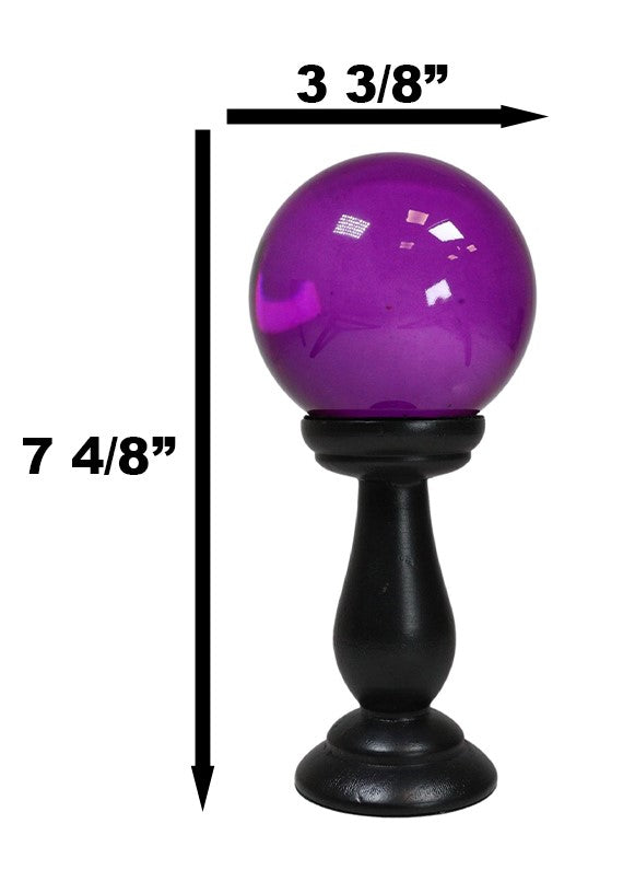 Ebros Gift Wicca Occult Witchcraft Witch Black Crystal Glass Gazing Ball On Stand Decor