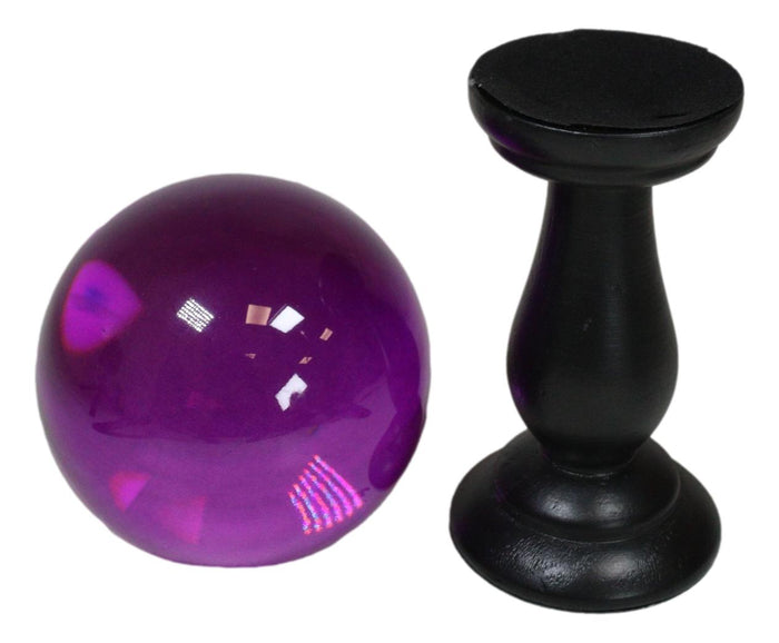 Ebros Gift Wicca Occult Witchcraft Witch Black Crystal Glass Gazing Ball On Stand Decor