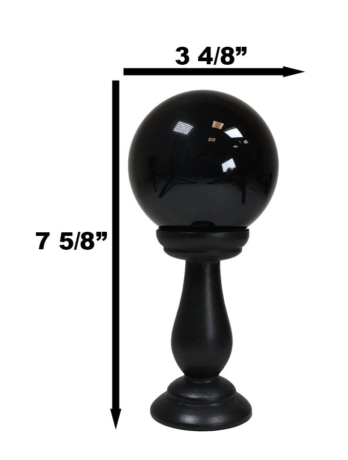 Ebros Gift Wicca Occult Witchcraft Witch Black Crystal Glass Gazing Ball On Stand Decor