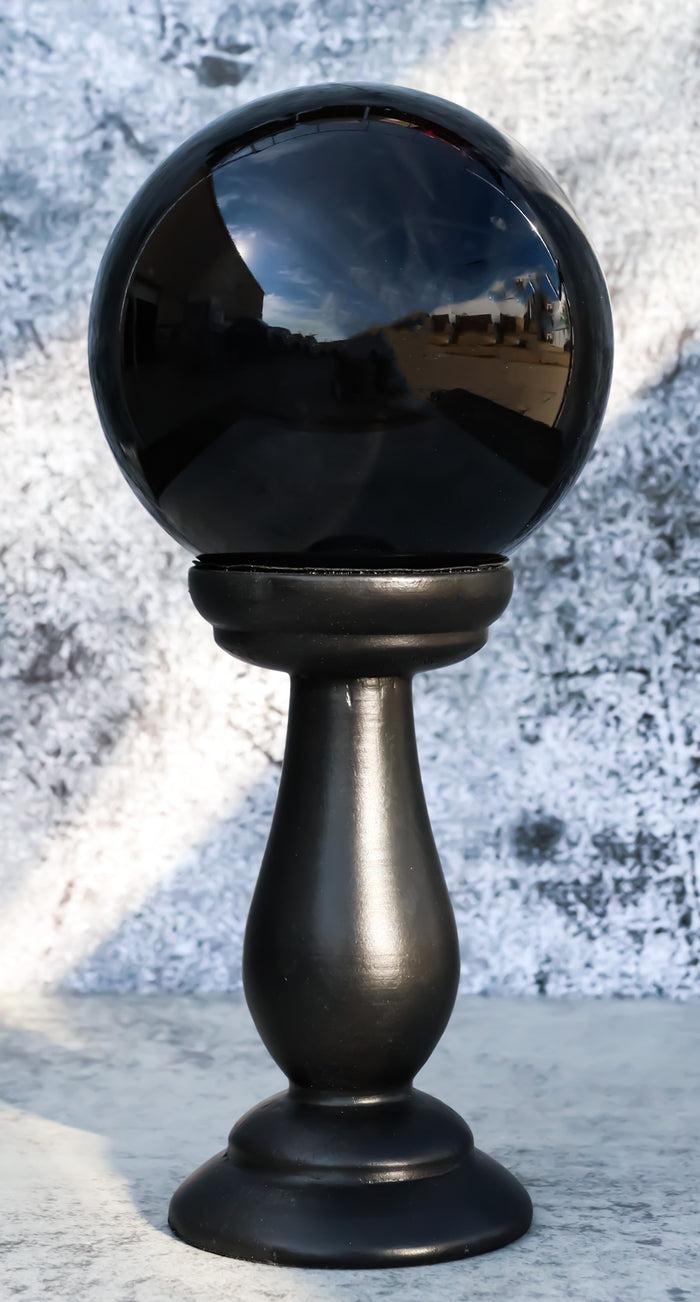 ebros gift Wicca Occult Witchcraft Witch Black Crystal Glass Gazing Ball On Stand Decor