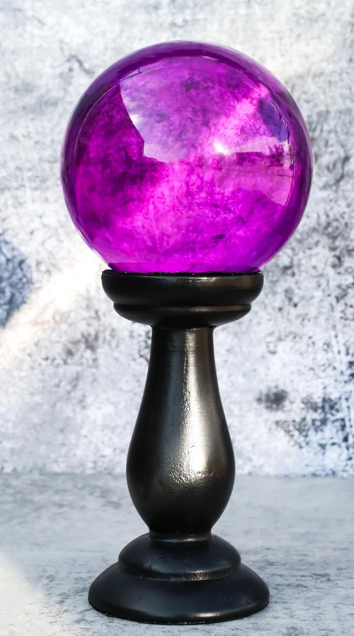 ebros gift Wicca Occult Witchcraft Witch Black Crystal Glass Gazing Ball On Stand Decor