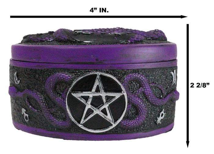 Ebros Gift Wicca Occultic Alchemist Snake Serpent With Pentagram Small Trinket Box 4"D