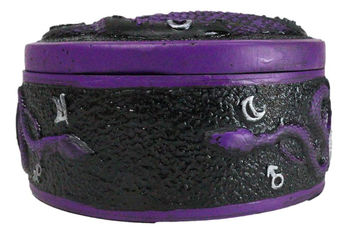 Ebros Gift Wicca Occultic Alchemist Snake Serpent With Pentagram Small Trinket Box 4"D